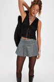 Free People Clothing Jaida Vest Top Style OB2153724 in black; black lace trim tie front vest top; Holiday Top