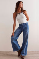 Free People Clothing LIBRE WIDE LEG Style OB2017752 in goodie goodie; Retro Inspired Wide Leg Jeans; Vintage inspired Pocketless Wide Leg Jeans