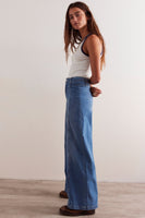Free People Clothing LIBRE WIDE LEG Style OB2017752 in goodie goodie; Retro Inspired Wide Leg Jeans; Vintage inspired Pocketless Wide Leg Jeans