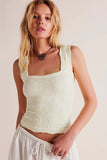Free People Clothing Love Letter Cami Style FT938 in Tropical Blue in Bubble Tea and in Ivory; Jacquard embossed tank top