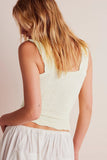 Free People Clothing Love Letter Cami Style FT938 in Tropical Blue in Bubble Tea and in Ivory; Jacquard embossed tank top
