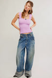 Free People Clothing Love Letter Cami Style FT938 in Tropical Blue in Bubble Tea and in Ivory; Jacquard embossed tank top