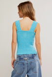 Free People Clothing Love Letter Cami Style FT938 in Tropical Blue in Bubble Tea and in Ivory; Jacquard embossed tank top