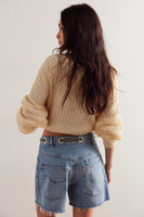Free People Clothing Moxie Shorts Style OB2061340 in Truest Blue; Rope Belted Denim Shorts; 
