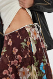 Free People Clothing Palermo Villa Chiffon Maxi Skirt Style OB2391188 in Chocolate Combo; Thanksgiving Style; Brown Floral Ruffle Tier Fall Maxi Skirt; Free People Brown Floral Maxi Skirt