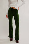 Free People Clothing Penny Pull-On Velvet Pants Style OB2338411 in Night Forest; 