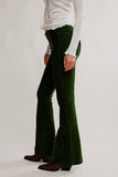 Free People Clothing Penny Pull-On Velvet Pants Style OB2338411 in Night Forest; 