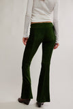 Free People Clothing Penny Pull-On Velvet Pants Style OB2338411 in Night Forest; 