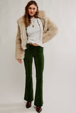Free People Clothing Penny Pull-On Velvet Pants Style OB2338411 in Night Forest; 
