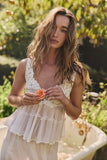 Free People Clothing Petal Party Shapeless Cami Style OB2441005 in Clean Ivory. Lightweight, stirred fabrication, Pull-on spring summer cami top with a Sweetheart neckline, Open-back design, Wide, fixed straps, Elastic picot trim.