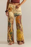 Free People Clothing We the Free Tinsley Printed Straight Leg Jeans Style OB2438693 in Beach Scene; Beach Scene Screen Printed High Rise Straight Leg Spring Summer Jeans

