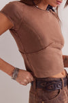 Free People Clothing Protagonist Tee Style OB1812606 in Oiled Oak; 