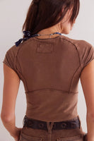 Free People Clothing Protagonist Tee Style OB1812606 in Oiled Oak; 