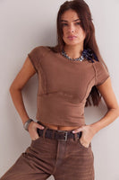 Free People Clothing Protagonist Tee Style OB1812606 in Oiled Oak; 
