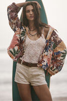Free People Clothing Soleil Beach Jacket Style OB2180131 in tropical combo; Tropical Floral Print Lightweight Spring Summer Jacket
