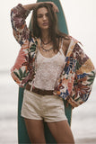 Free People Clothing Soleil Beach Jacket Style OB2180131 in tropical combo; Tropical Floral Print Lightweight Spring Summer Jacket