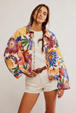 Free People Clothing Soleil Beach Jacket Style OB2180131 in tropical combo; Tropical Floral Print Lightweight Spring Summer Jacket