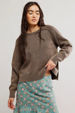 Free People Clothing Spring street Pullover Style OB2271423 in French Chocolate;Chocolate Brown Crew Neck Fall Sweater; Cotton Sweater; Brown all Cotton Fall Sweater