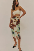 Free People Clothing Sunset Mesh Midi Skirt Style OB2229064 in Moss Combo; 