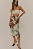 Free People Clothing Sunset Mesh Midi Skirt Style OB2229064 in Moss Combo; 