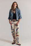 Free People Clothing Tennessee Low-Rise Illusions Style OB2361411 in Dragonfly; Women's All Cotton Low-rise  dragonfly screen-printed boyfriend fit spring summer jeans