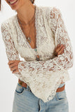 Free People Clothing WHISPERING LOVE LACE TOP Style OB2339605 in Tofu; White Sheer Lace Top