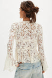 Free People Clothing WHISPERING LOVE LACE TOP Style OB2339605 in Tofu; White Sheer Lace Top
