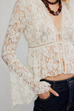 Free People Clothing WHISPERING LOVE LACE TOP Style OB2339605 in Tofu; White Sheer Lace Top