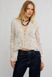 Free People Clothing WHISPERING LOVE LACE TOP Style OB2339605 in Tofu; White Sheer Lace Top