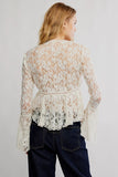 Free People Clothing WHISPERING LOVE LACE TOP Style OB2339605 in Tofu; White Sheer Lace Top