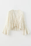 Free People Clothing WHISPERING LOVE LACE TOP Style OB2339605 in Tofu; White Sheer Lace Top