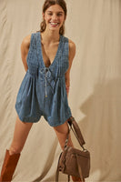 Free People Clothing Webster Romper Style OB2247486 in Falling Rain Combo;Free PEople Denim Romper;Spring Summer Romper; 
