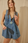 Free People Clothing Webster Romper Style OB2247486 in Falling Rain Combo;Free PEople Denim Romper;Spring Summer Romper; 