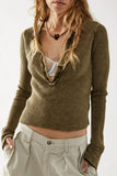 Free People Colt Thermal Style F22T02206 in Army Green and Pink Phenom;Free People Deep V-neck Thermal Top; Free People Themal Top