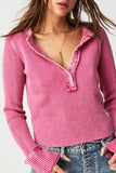 Free People Colt Thermal Style F22T02206 in Army Green and Pink Phenom;Free People Deep V-neck Thermal Top; Free People Themal Top