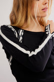 Free People Clothing Lost Love Long Sleeve in Black Combo and in Tea Combo; Contrast Stitch Waffle knit Top; 