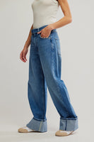 Free People East Bay Cuffed Style OB2218128 in Spunky;Free People Cuffed Straight Leg Jeans; 