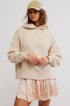 Free People Explorer Hoodie Style OB2240001 in Macadamia; Cable Knit Sweater Hoodie; Over-sized Cable Knit Hoodie