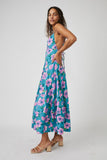 Free People Finer Things Printed Midi Dress Style OB1714748 In Teal Combo; 