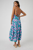 Free People Finer Things Printed Midi Dress Style OB1714748 In Teal Combo; 