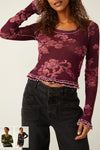 Free People Garner Long Sleeve Tee Style OB1798381 in Berry Combo, Moss Combo and Black Combo; 