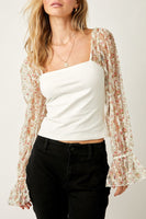 Free People Gimme Butterflies Top Style FP090322CY in ivory combo; 