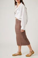 Free People Golden Hour Midi Skirt STyle OB1678516 in French Roast Combo; 