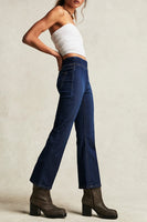 Free People In My Feelings Cropped Slim Flare Jeans Style OB1720796 in Lilibet Blue; 