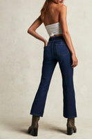 Free People In My Feelings Cropped Slim Flare Jeans Style OB1720796 in Lilibet Blue; 