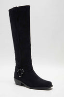 Free People Lockhart Harness Boot Style OB1722195 in black;Suede slouchy Boot;free people tall slouchy boot;Black Suede boots