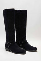 Free People Lockhart Harness Boot Style OB1722195 in black;Suede slouchy Boot;free people tall slouchy boot;Black Suede boots