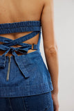 Free People Lora Tube Style OB2245352 in Canter Wash Denim; Strapless Denim Top;  Strappy Back Strapless Denim Top; Denim Summer Tube Top