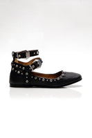 Free People MYSTIC DIAMANTE FLAT Style OB1786894 in black;Studded Ballet Flat;Studded Double Ankle Strap Ballet Flat; 