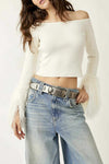 Free People Marilyn Pullover Style OB1819484 in ivory;Dree PEople Feather Sleeve Sweater; 